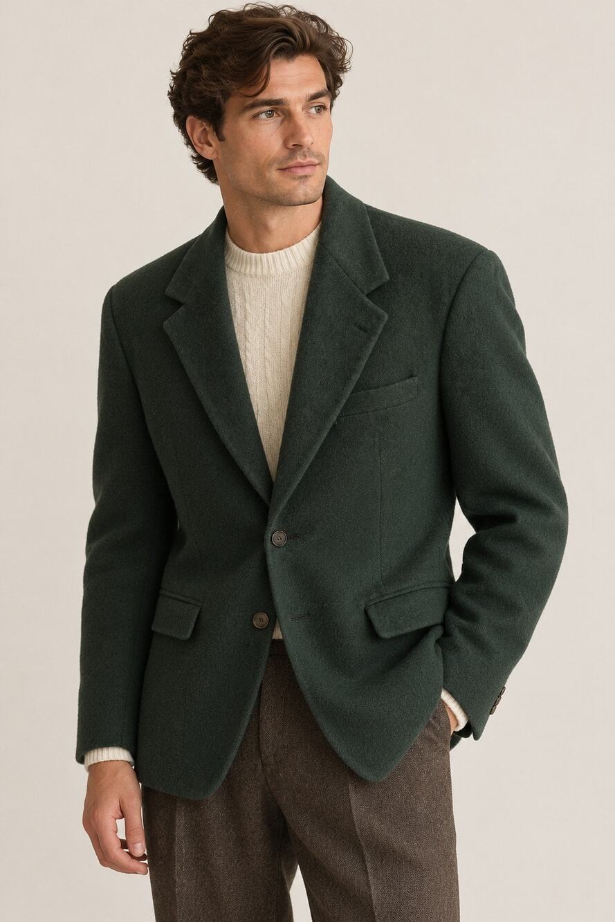 Bill Blass Black Label 100% Camel Hair Forest Green Sport Coat Blazer Vintage